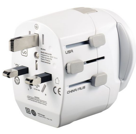 Go Travel Worldwide Adapter with Twin USB Ports